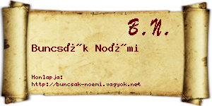 Buncsák Noémi névjegykártya