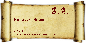 Buncsák Noémi névjegykártya